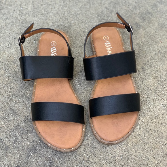 Weeboo Double Strap Plain Ankle Strap Sandal - Picture 2 of 4